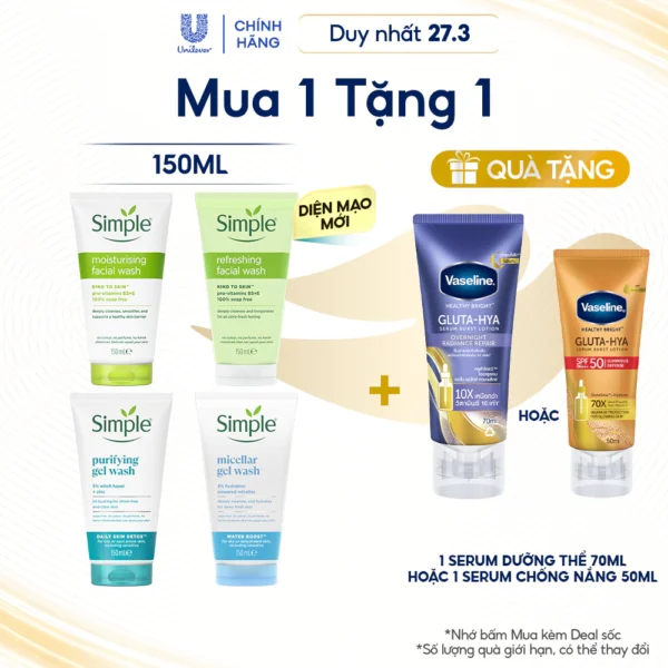 Sữa Rửa Mặt Simple lành tính và hiệu quả cho mọi loại da 150ml